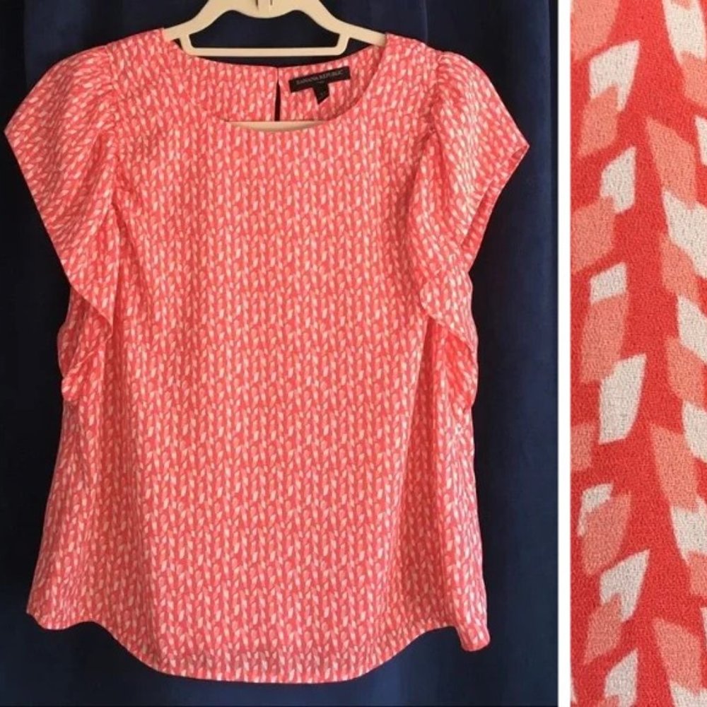 Banana Republic | Coral Geometric Blouse
